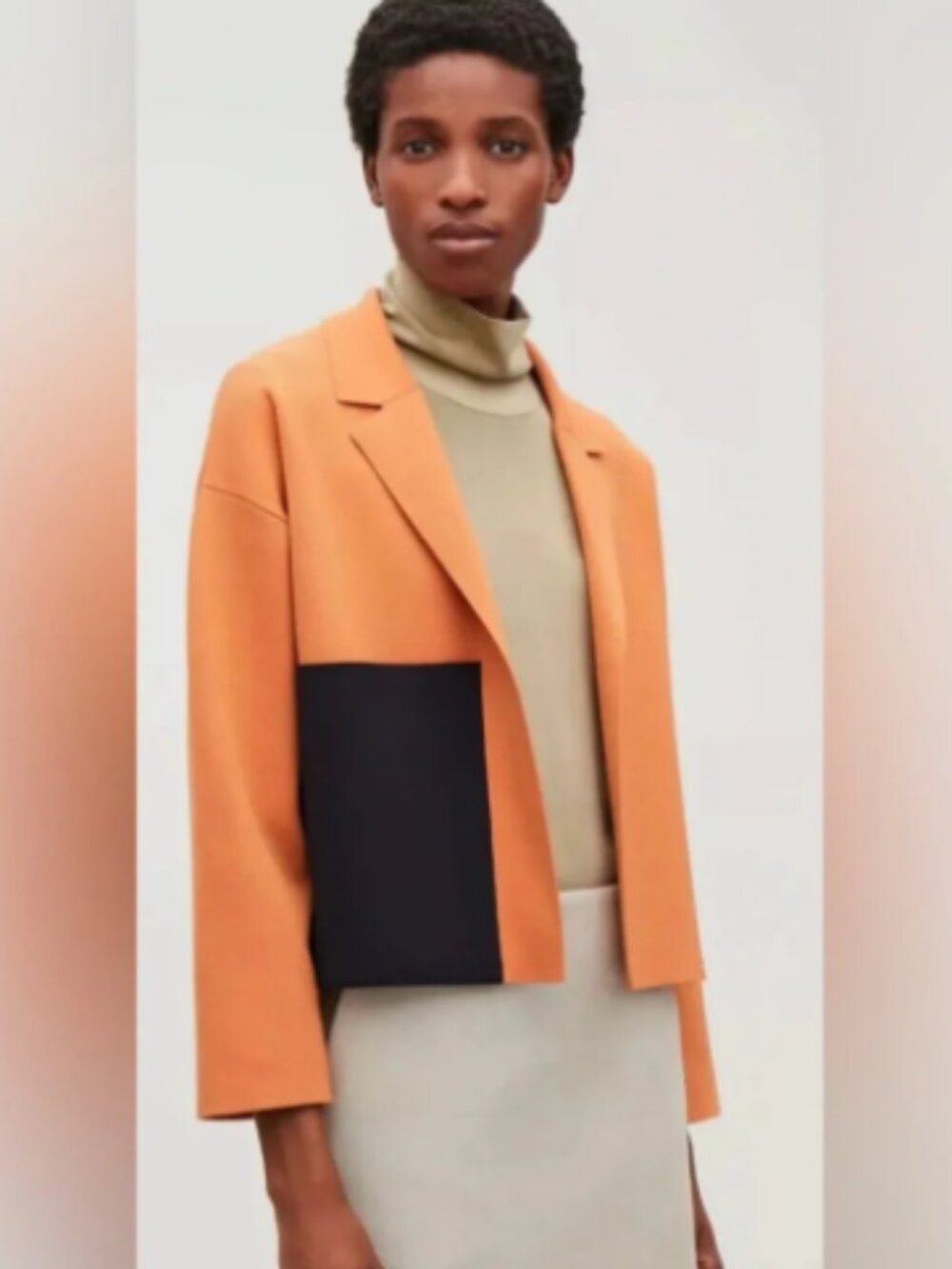 COS Color block Pocket Knit Jacket - NWT - SZ Small - Orange